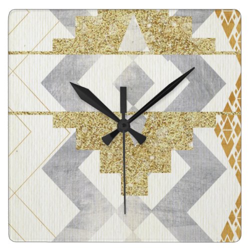 silver,gold,rustic,retro,vintage,geometry,pattern, square wall clocks