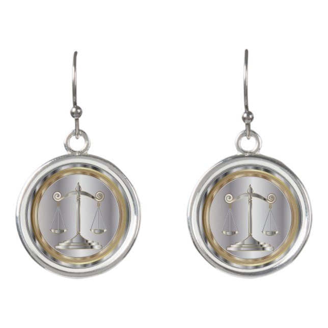 Silver & Gold | Scale of Justice | Lawyer Earrings (Front)