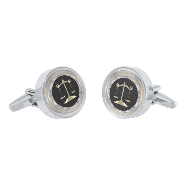 Silver & Gold Scales of Justice  | Lawyer   Cufflinks (Angled)