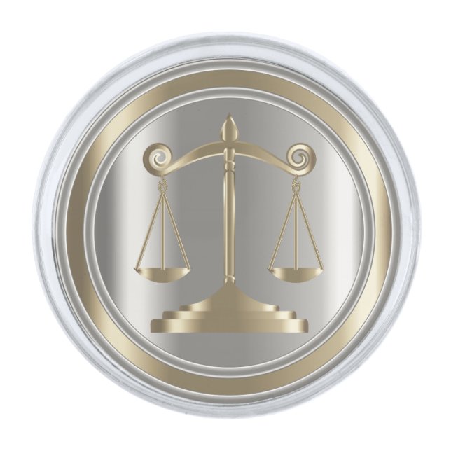 Silver & Gold | Scales of Justice | Lawyer Silver Finish Lapel Pin (Front)