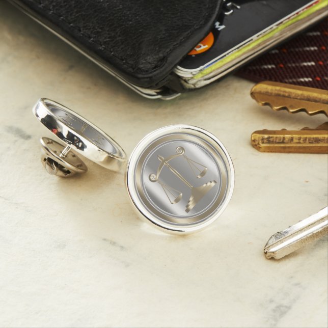 Silver & Gold | Scales of Justice | Lawyer Silver Lapel Pin (In Situ)