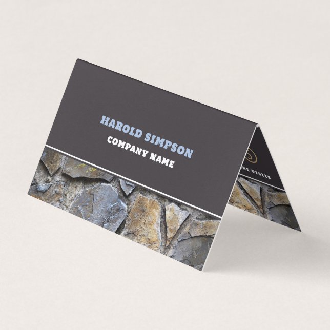 Silver & Gold Slate Effect Double Loyalty Business Card (Front)