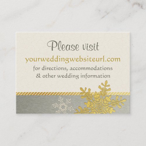 Silver Gold Snowflake Wedding Website Insert Card