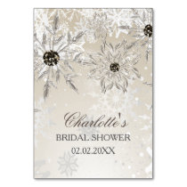 silver gold snowflakes bridal shower bingo cards
