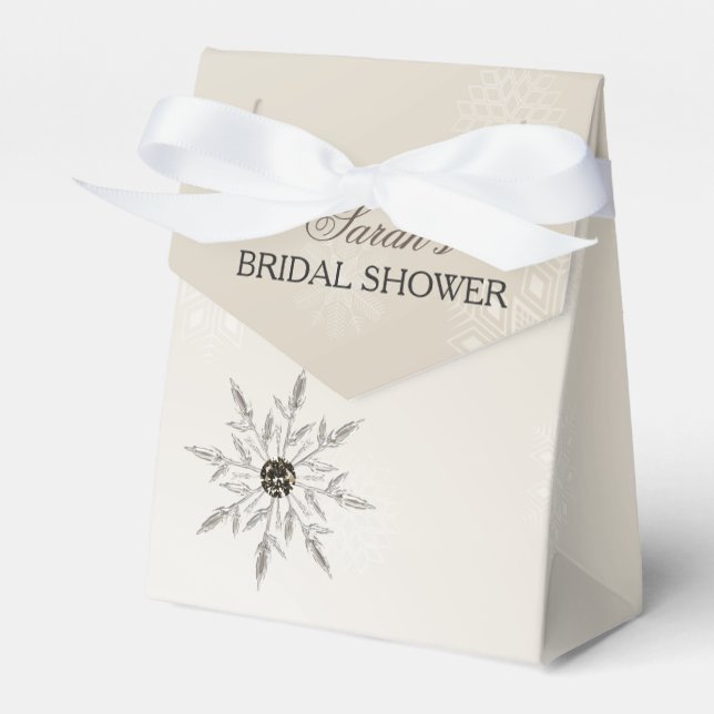 silver gold snowflakes bridal shower favor boxes (Front Side)