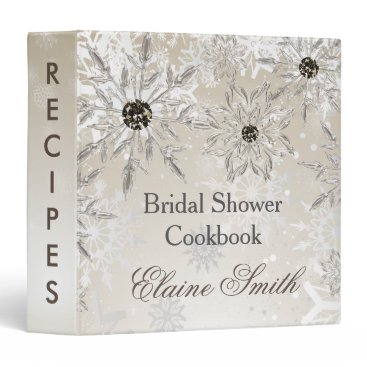 silver gold snowflakes bridal shower recipe  3 ring binder