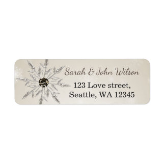 silver gold snowflakes return address label