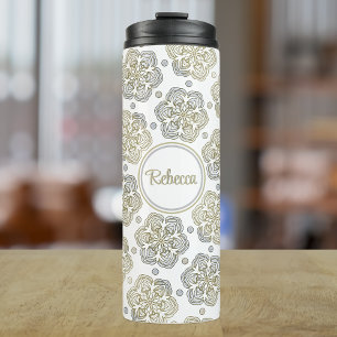 Silver Gold Snowflakes Thermal Tumbler