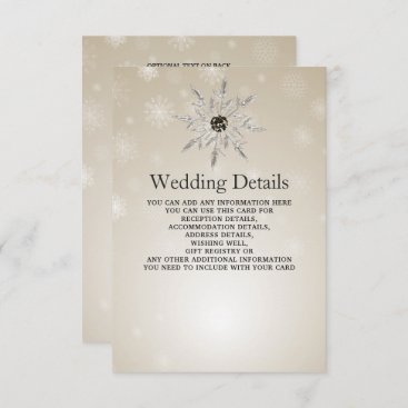 silver gold snowflakes winter Wedding Details Card