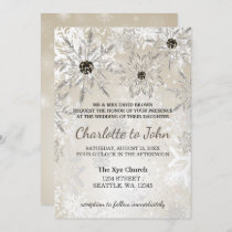 silver gold snowflakes winter wedding invitation