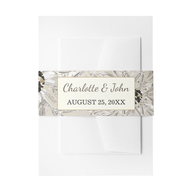 silver gold snowflakes winter Wedding Invitation Belly Band (Front Example)