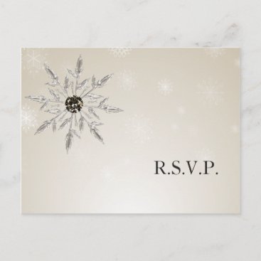 silver gold snowflakes winter wedding rsvp Card