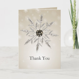 silver gold snowflakes winter wedding Thank You Card
