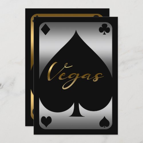 Silver  Gold Spade Casino Las Vegas 21st Birthday Invitation