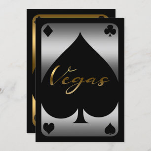 Silver & Gold Spade Casino Las Vegas 21st Birthday Invitation