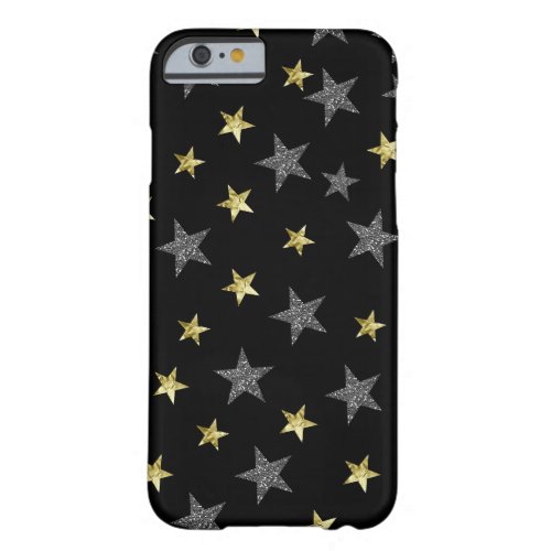 Silver  Gold Stars Black Hollywood Star Glam Barely There iPhone 6 Case