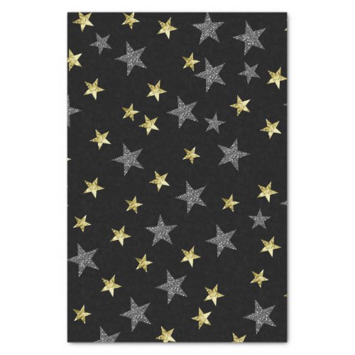 Silver  Gold Stars Black Hollywood Star Party Tissue Paper