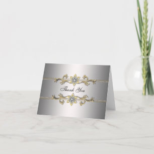 Silver Gold Thank You Cards