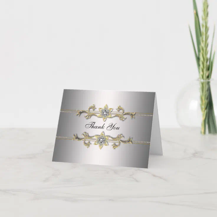 Silver Gold Thank You Cards Zazzle