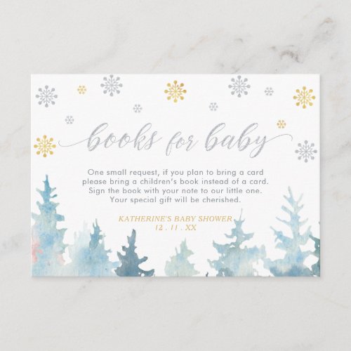 Silver  Gold Winter Wonderland Books for Baby Enclosure Card