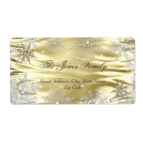 Silver Gold Winter Wonderland Christmas Holiday Label