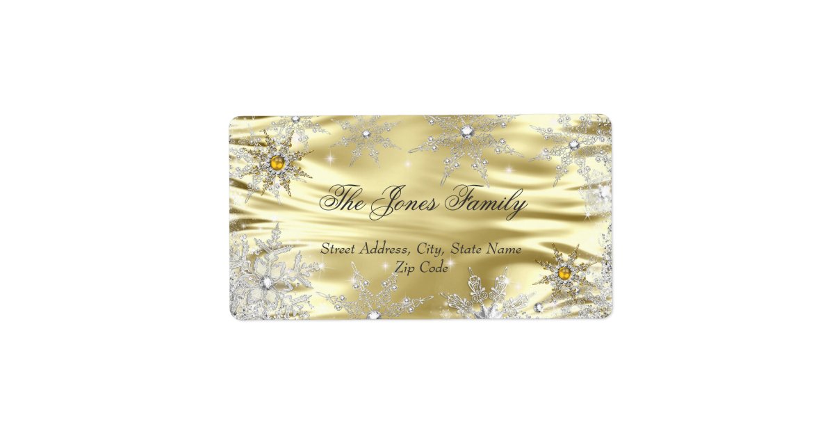 Silver Gold Winter Wonderland Christmas Holiday Label | Zazzle