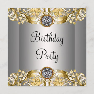 Silver Gold Womans Birthday Party Invitation