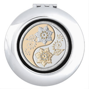 Silver & Gold Yin Yang Compact Mirror