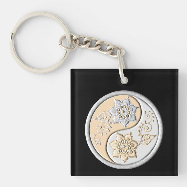 Silver & Gold Yin Yang Keychain (Front)