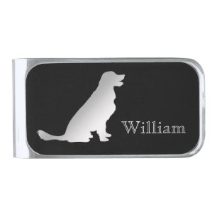 Silver Golden Retriever Personalized Silver Finish Money Clip
