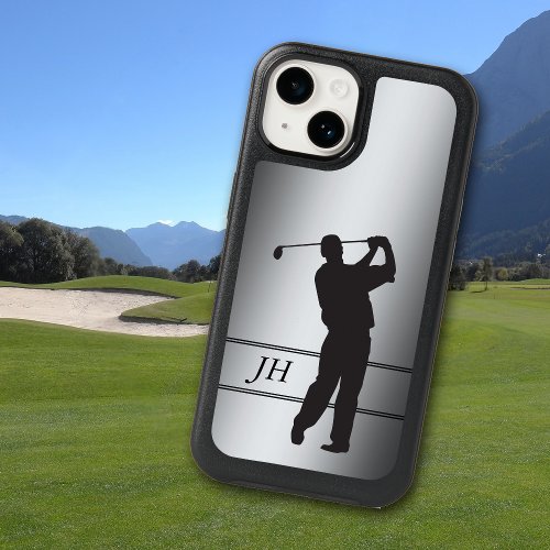 Silver Golfer Monogram OtterBox iPhone 14 Case