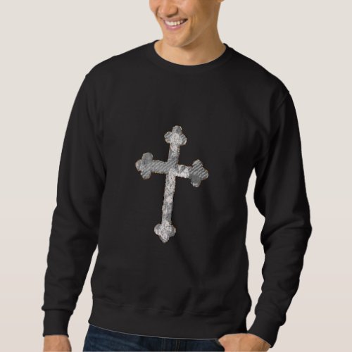 Silver Gothic Cross Mens Sweatshirt