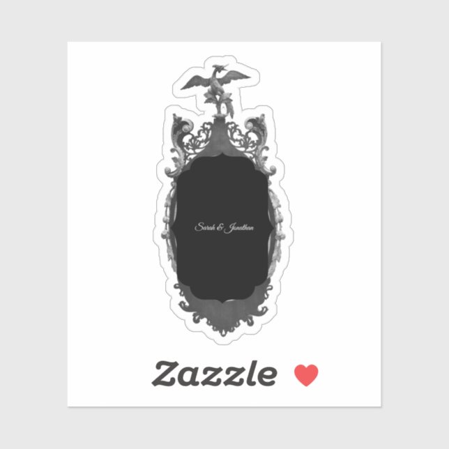 Silver Gothic Mirror Wedding Envelope Monogram Sti Sticker (Sheet)