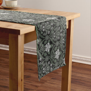 Silver Gothic Revival Roses 14" X 72" Table Runner