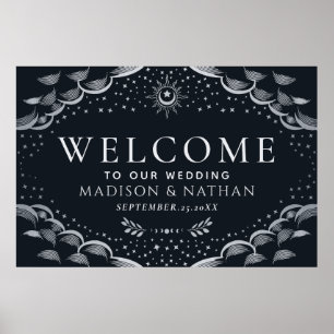 Silver Gothic Tarot Card Wedding Welcome Sign
