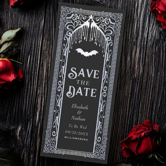 Silver Gothic Vampire Cathedral Save the Date  Invitation (Creator Uploaded)