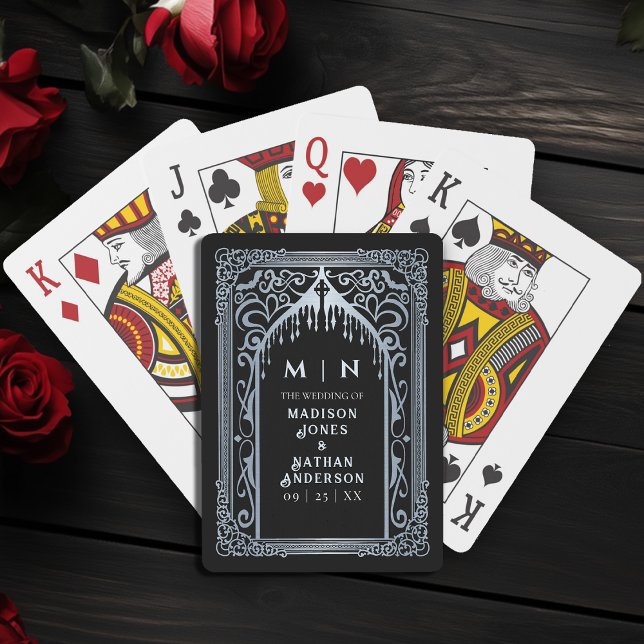 Silver Gothic Vampire Cathedral Wedding Favor Poker Cards (Creator Uploaded)