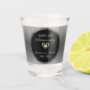 Silver Gradient Damask Pattern Anniversary Shot Glass