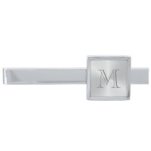 Silver Gradient Monogram Finish Tie Clip