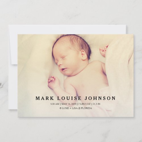 Silver Gradient New Baby Photo Birth Announcement