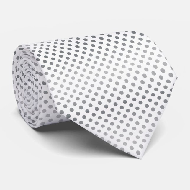 Silver Gradient Polka Dots Neck Tie (Rolled)