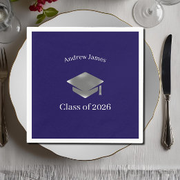 Silver Graduation Cap -Class of 2026 Napkins