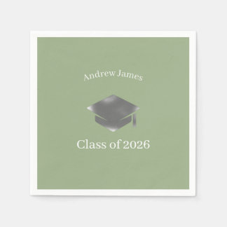 Silver Graduation Cap -Class of 2026= no3 Napkins