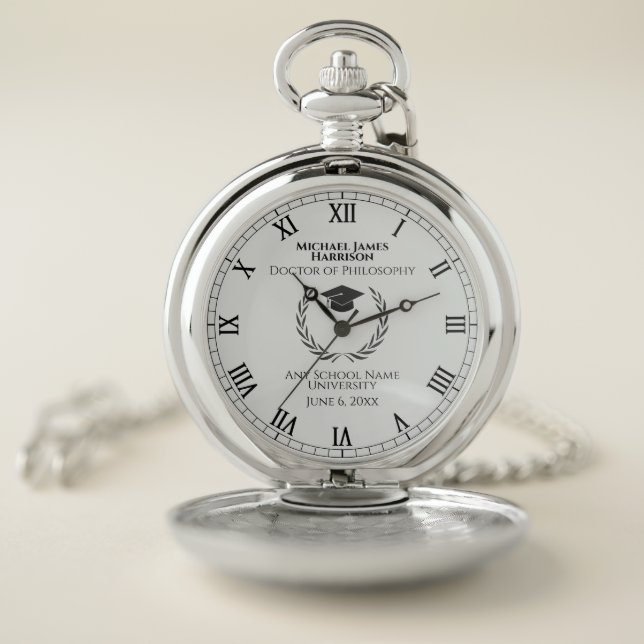 Silver Graduation Commemorative Pocket Watch (Inside)