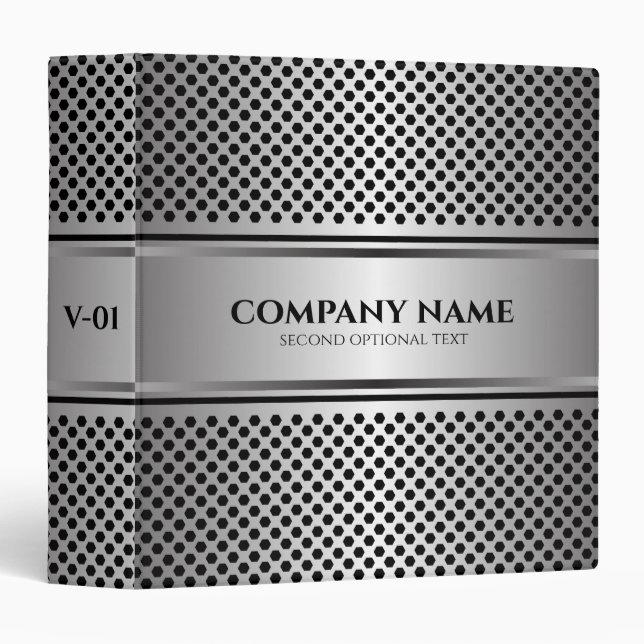 Silver-grat faux metallic design 3 ring binder (Front/Spine)