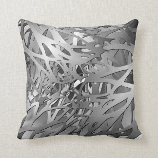 Silver & Gray Abstract Branches Throw Pillow