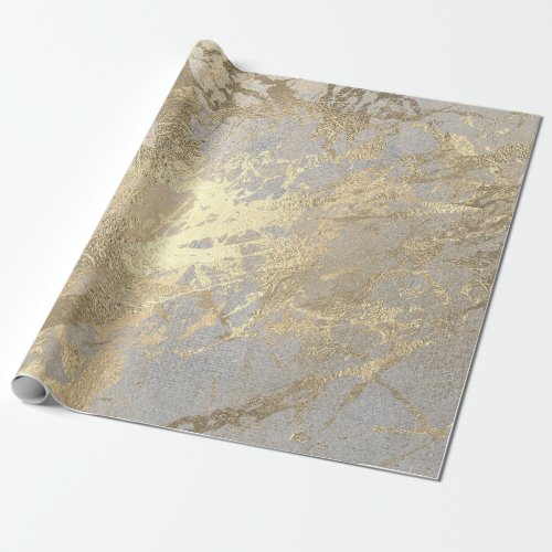 Silver Gray Abstract Golden  Metallic Glass Stroke Wrapping Paper