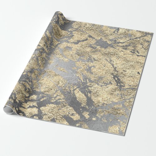 Silver Gray  Abstract Molten Champaign Gold VIP Wrapping Paper