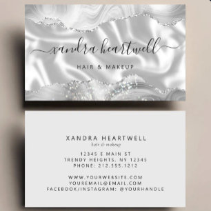 Silver Gray Agate Glitter Luxury Stylist Business Card