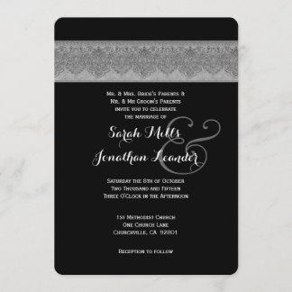 Silver Gray and Black Damask Wedding Template V07
